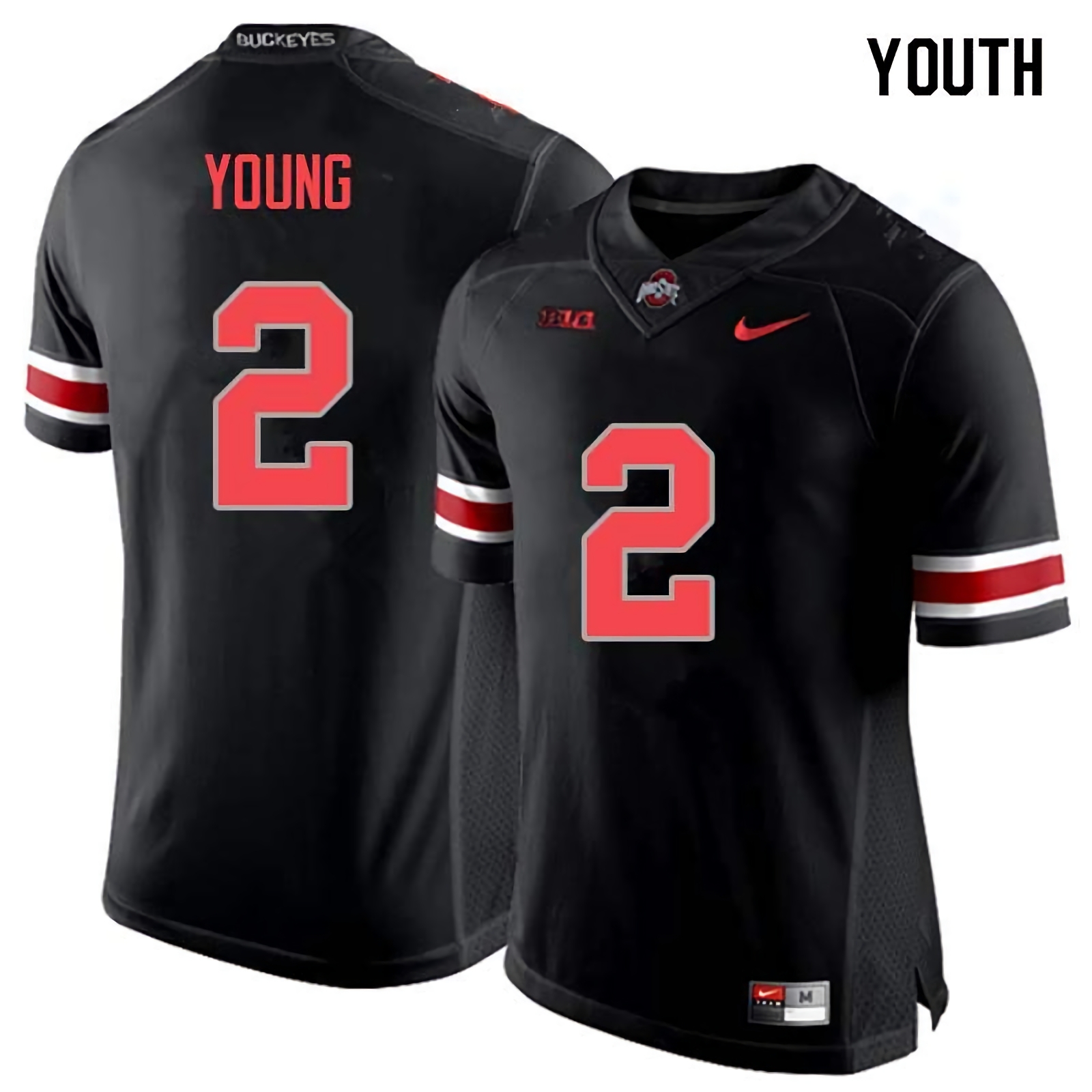 Chase Young Ohio State Buckeyes Youth NCAA #2 Nike Blackout College Stitched Football Jersey CBD0756LS